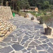 Natural irregular shaped multicolor slate meshed flagstone paver stone driveway paving tile